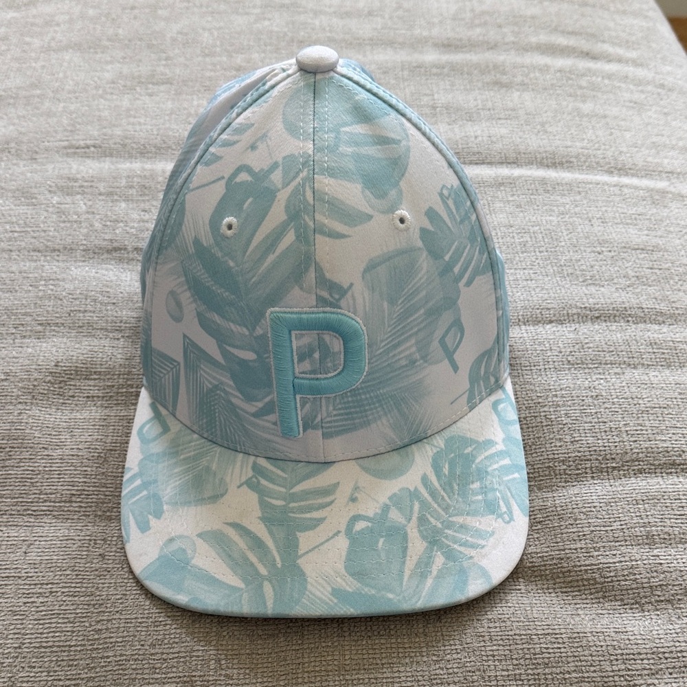 Puma Blue and White Leaf Pattern Hat